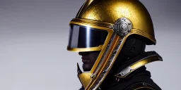 apocalypse, chaotic, magnificent, realistic, colorful, massive, epic, ray tracing, cinematic, 8k, HD, Ultra High Definition, photo film, film grain, hyper-detailed, old tarnished ornate rusty Hyper detailed Gold Gothic Medieval Knight helmet with glass visor covering face and matching whole body suit of armor, realistic proportions