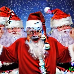 wings, freaky Santa, laughing, flying, wings