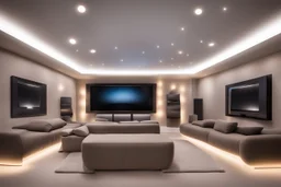 dedicated home cinema room with LED lighting in the walls make sure the room is completely symmetrical