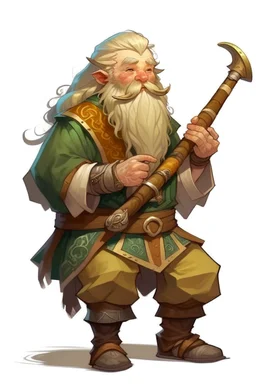 young blonde bard mountain dwarf with godlikeflute dnd