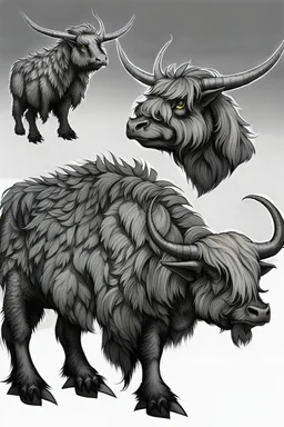 Velociraptors x highland cow hybrid creature