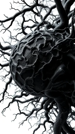 A ball black vein, human veins, mixing together a lot of them, like a forest, big and small veins a lot of them,