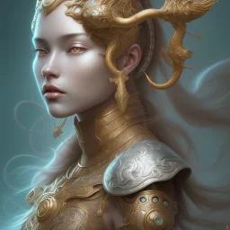 sango fantasy, fantasy magic, intricate, sharp focus, illustration, highly detailed, digital painting, concept art, matte, artgerm and paul lewin and kehinde wiley, masterpiece silver tiger head bronze Asian African girl nice breast Afo hair turquoise snow waves