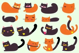 cute cat isolated illustrations