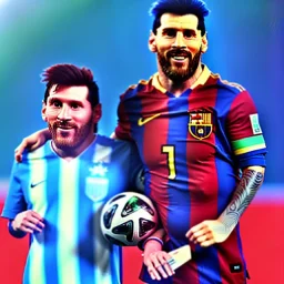 Lionel Messi und diego armando maradona halten gemeinsam in einem Stadion den Worldcup in der Hand, Fußball, stadion, viele menschen, perfect quality, argentinien