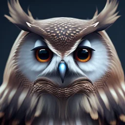 Owl, shallow depth of field, macro lens, unreal engine 5, ultra detailed, light fur highly detail, ultra realistic