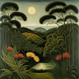 Sublime nature, Henri Rousseau, hyperrealistic, hypnotic, obsessive, real world