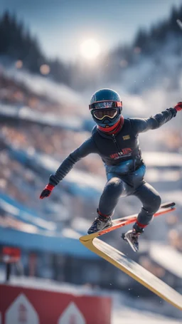 ski jump arena, bokeh like f/0.8, tilt-shift lens 8k, high detail, smooth render, down-light, unreal engine, prize winning