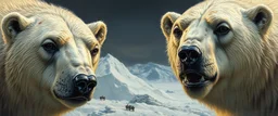 close up martian ice bears with make up painted by Rembrandt