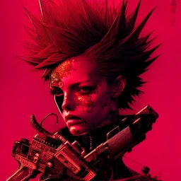 beautiful punk girl, hyper detailed, intricately detailed, illustration by <kilian eng> <Yoji Shinkawa>, darkred tones,