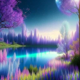 one small Cosmic crystal subtle in a galactic ambiance , blue lake, delicate flowers, delicate colors, bin the foreground, full of details, smooth，soft light atmosphere, light effect，vaporwave colorful, concept art, smooth, extremely sharp, masterpiece, best quality, blue skinned, sparkling,8k, , sun light, 8K, RAW, depth of field,high contrast,