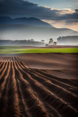 A beautiful landscape with a ploughed land