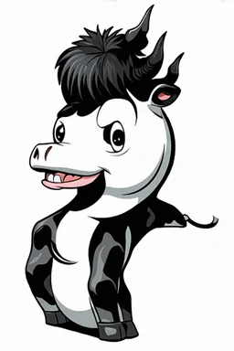 punk rock cow, black and white vector