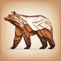 silhouette of a brown bear, letterpress style 2d lowpoly lookalike, minimalistic high contrast pencil art