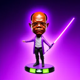 Hairless Samuel jackson purpleGlow jedi bobblehead gripping a Single (purple) and boots