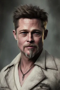 a dark sorrow potrait sharp ethereal steampunk of brad pitt