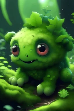 make a moss cute creature anime style