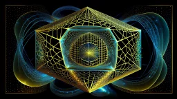 hyperboloid galaxy quantic Hypergeometry infinite recursive golden ratio fractal supradimensional over ocean intelligent tesseract