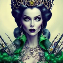 extrem tim burton style and disney style of wicked old evil stepmother, sharp focus, beautiful eyes