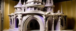 A light purple vampire castle in the underworld designed in ancient Greek pottery painted by Frank Stella