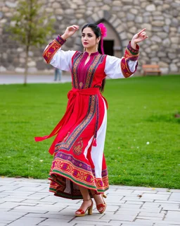 azeri female full bdy with traditional dance clothing