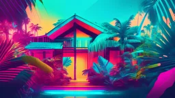 Tropical house style picture for music video with dynamic colors