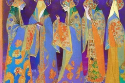 Four odalisques in magnificent robes from 'Thousand and One Nights' by artist "Vittorio Zecchin"