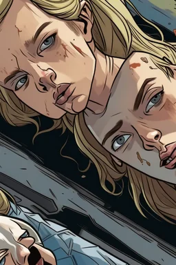 yakın 2 kız arkadaş The walking death tarzı 2D uzak uzaktan görünüm