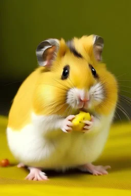 portrait of a hamster eating banana