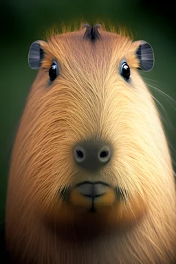 a capybara with large eyes and silky hair