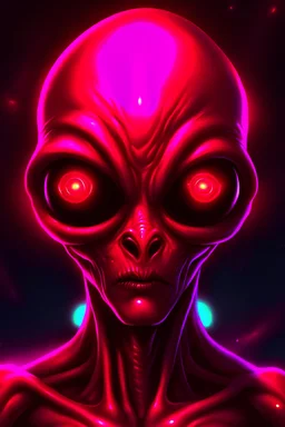 Red skined Alien hero with three eyes and the third eye is in his forehead