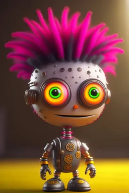 cute adorable hypnotic chat hippie robot with punk hair, its such a perfect day i am glad i spent it with you, motion blur, smoke, 8k, downlight, soft light, depth of field, photorealism, trending on art station, lotsa detail