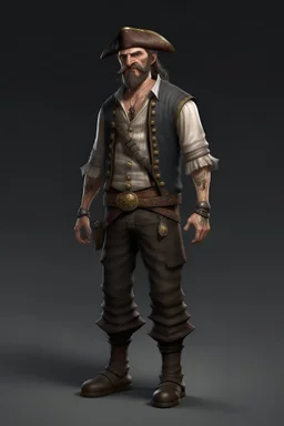 pirate, realistic style, full figure frontal view, no beard and no hair