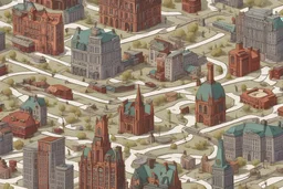 Multiple landmarks and elements of Montreal, combined with board games, video games, and alcohol