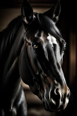 black arabic horse with big eyes