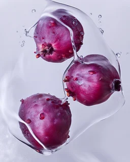 pomegranate fruit refraction under water