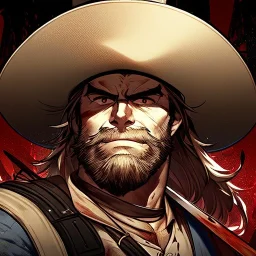 Portrait, bearded, Gunslinger, Cowboy, cowboy hat, serious face, Blood Splatter