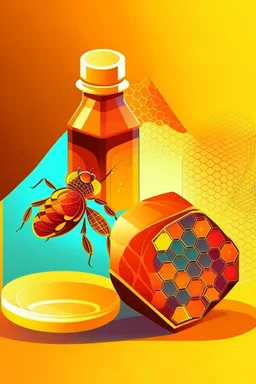 spa and beauty, honey bee, honeycomb, abstract colors on the packaging design template