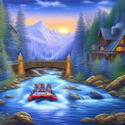 rafting down raging river, fine pen, puzzle