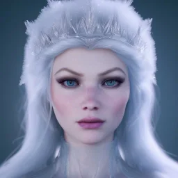 A portrait of a crystalised casttle ices snow queen, atmospheric,fantasy, realistic, unreal engine 5, cinematic lighting, octane render.