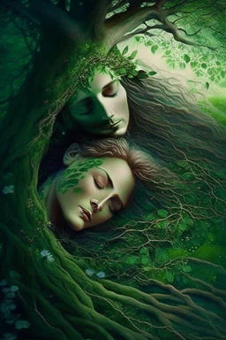 the green-eyed lady, mother nature herself bent down to kiss the earth, an ethereal young man sleeping on an open field on the forehead and blessed him with her life, he grew roots and became a magnificent tree