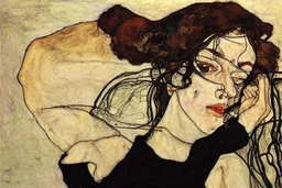 hippie girl smoke by Egon Schiele