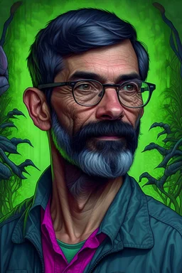 A digital art portrait of a biologist man.