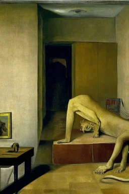 a chimera in a liminal room depicted by balthus