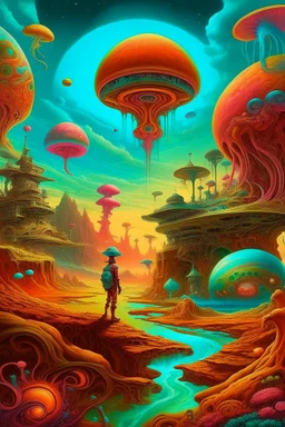 transformative journey into a fantastic surrealism world psychedelic sci-fi