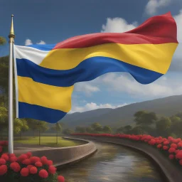 Colombian flag waving in the air 8k oil painting