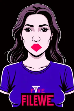 The image shows the woman with a nose sixty centimeters long. His t-shirt shows the word "FAKE NEWS" and a heart with "I LOVE FAKE NEWS" written on it. The drawing style is reminis