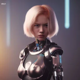 Cyberpunk robot, blonde girl, catch the katana, unreal engine 5, octane render,cinema4d, dynamic lighting, 8k, redshift render, highly, hyperrealism ultra detailed, hyper realistic.