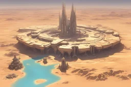 planet, space, moern city, sci-fi, concept art, arid land, epic