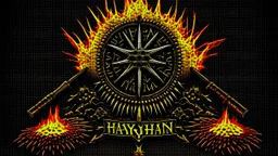 Heavy metal history, 4k full detail, realistic, émission radio logo hardrock pentagram firestarter tribute to Black sabbath flammes en fond